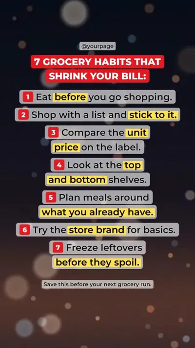 ريل: 7 Grocery Habits That Shrink Your Bill