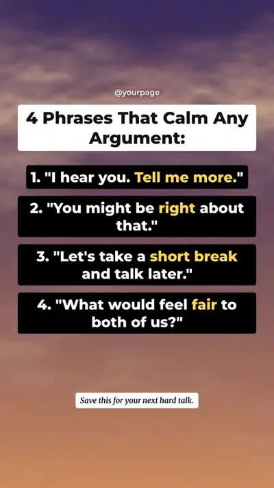 ريل: 4 Phrases That Calm Any Argument